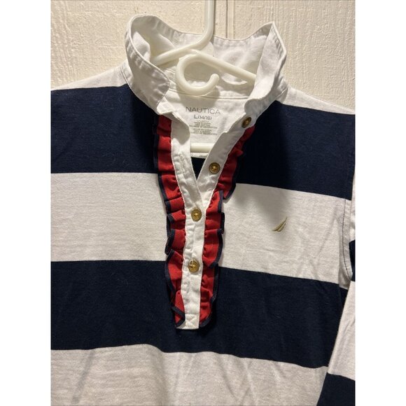 Vtg NAUTICA GIRLS STRIPED LONG SLEEVE DRESS L 14/16 UEC RARE - Picture 2 of 8